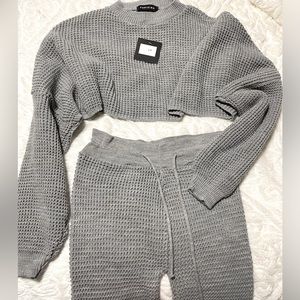 Crop top knit 2 piece set